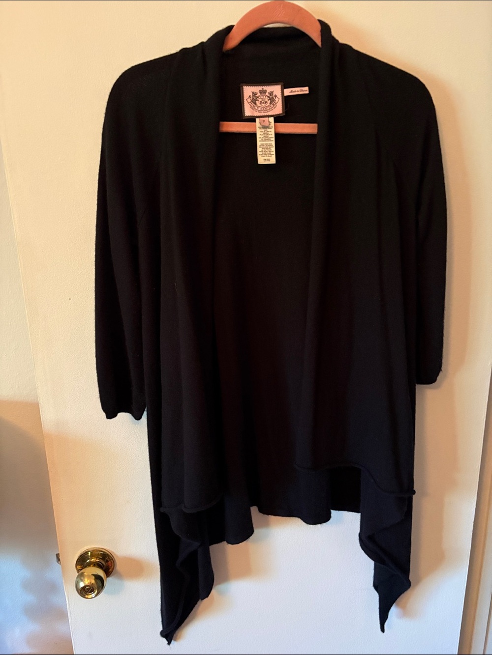 Juicy Couture Y2K Vintage Wool/Angora/Cashmere Blend Black Open Draped Cardigan
